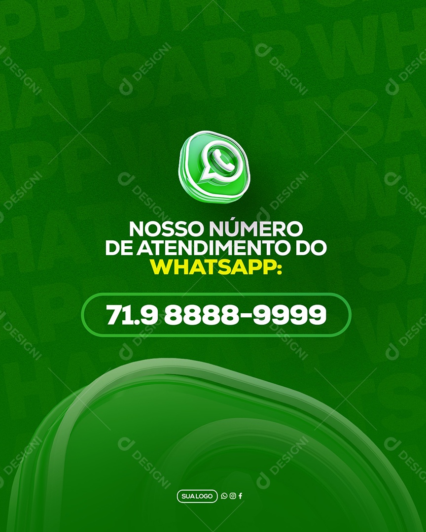 Nosso Atendimento Whatsapp Social Media PSD Editável