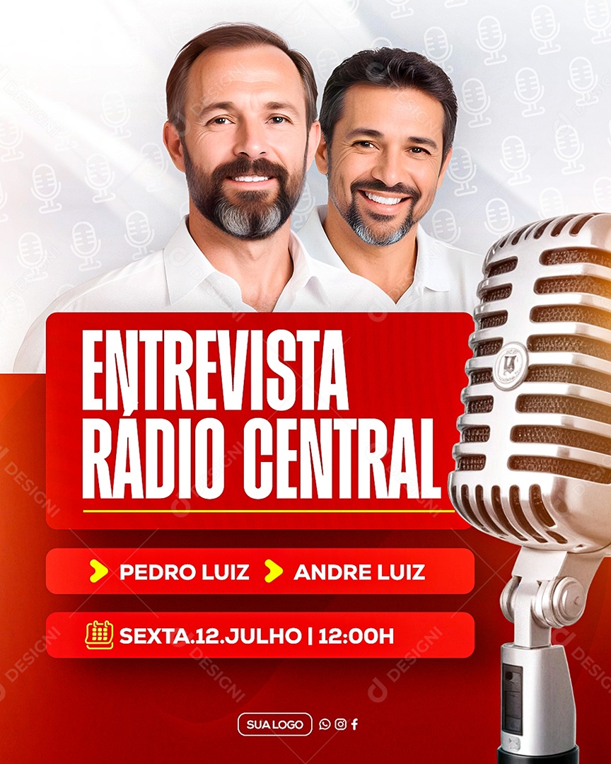 Entrevista Rádio Central Social Media PSD Editável