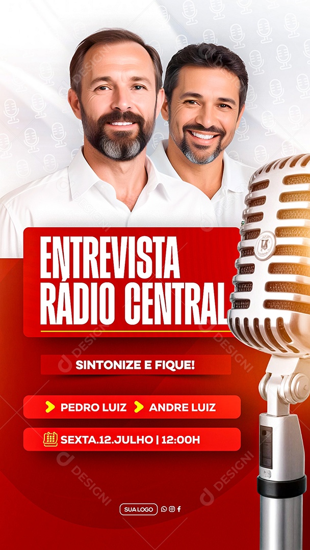 Story Entrevista Rádio Central Social Media PSD Editável