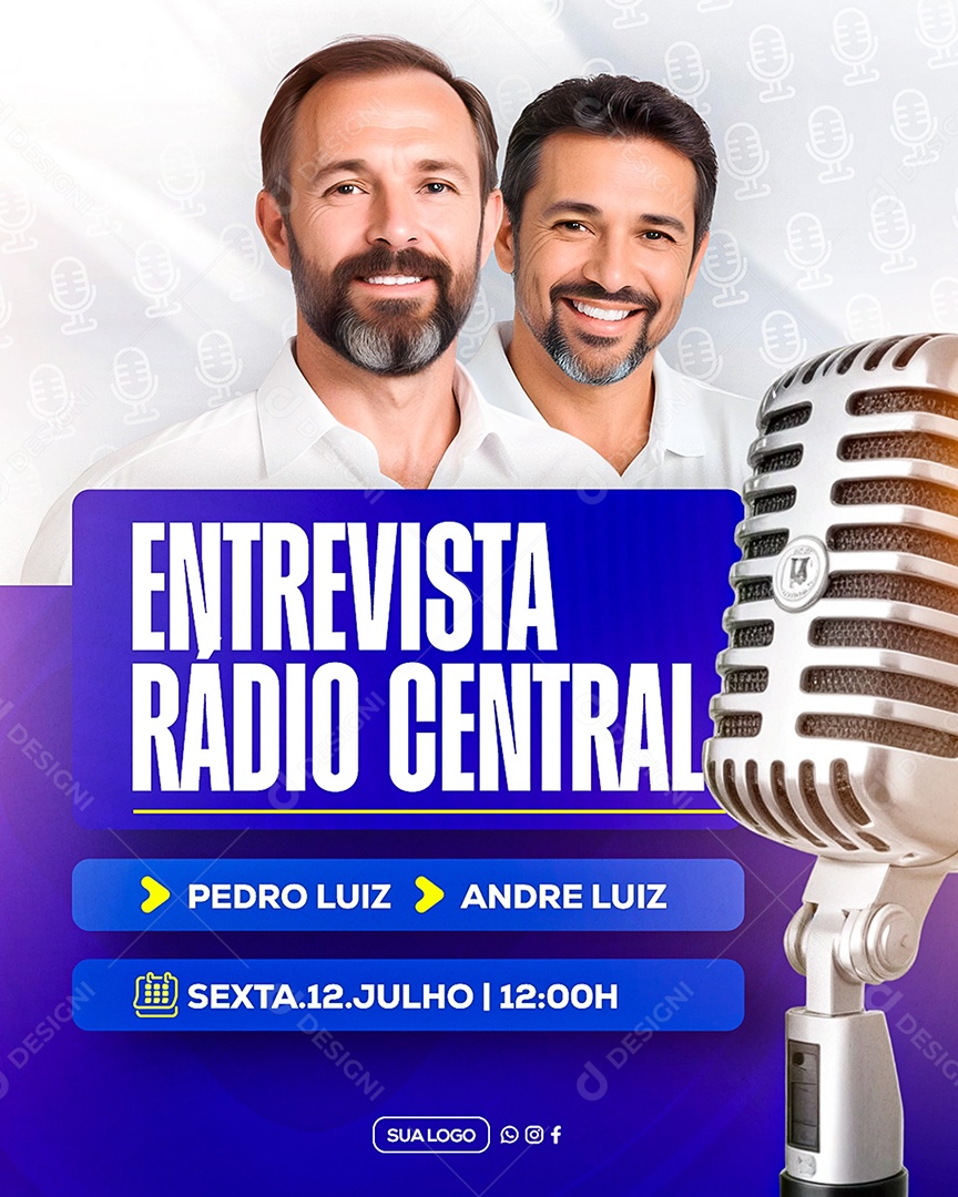 Entrevista Rádio Central Social Media PSD Editável