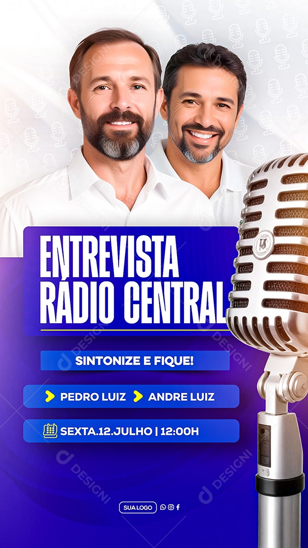 Story Entrevista Rádio Central Social Media PSD Editável