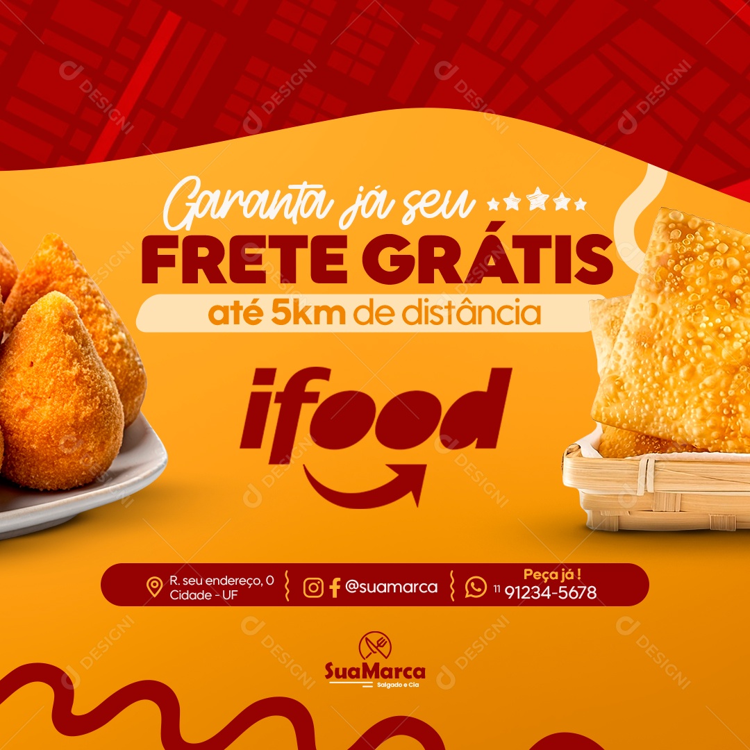 Garanta Já Seu Frete Grátis Pastelaria Social Media PSD Editável