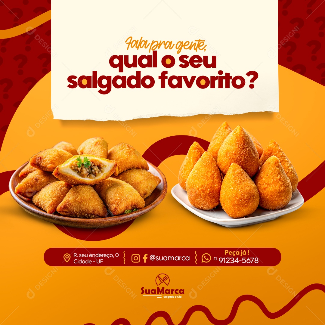 Qual Seu Salgado Favorito ? Pastelaria Social Media PSD Editável