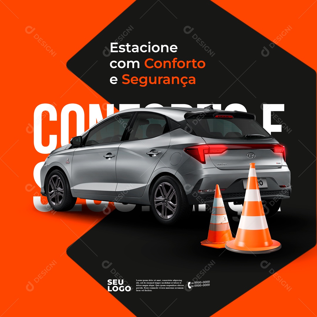 Estacionamento Estacione com Conforto e Segurança Social Media PSD Editável