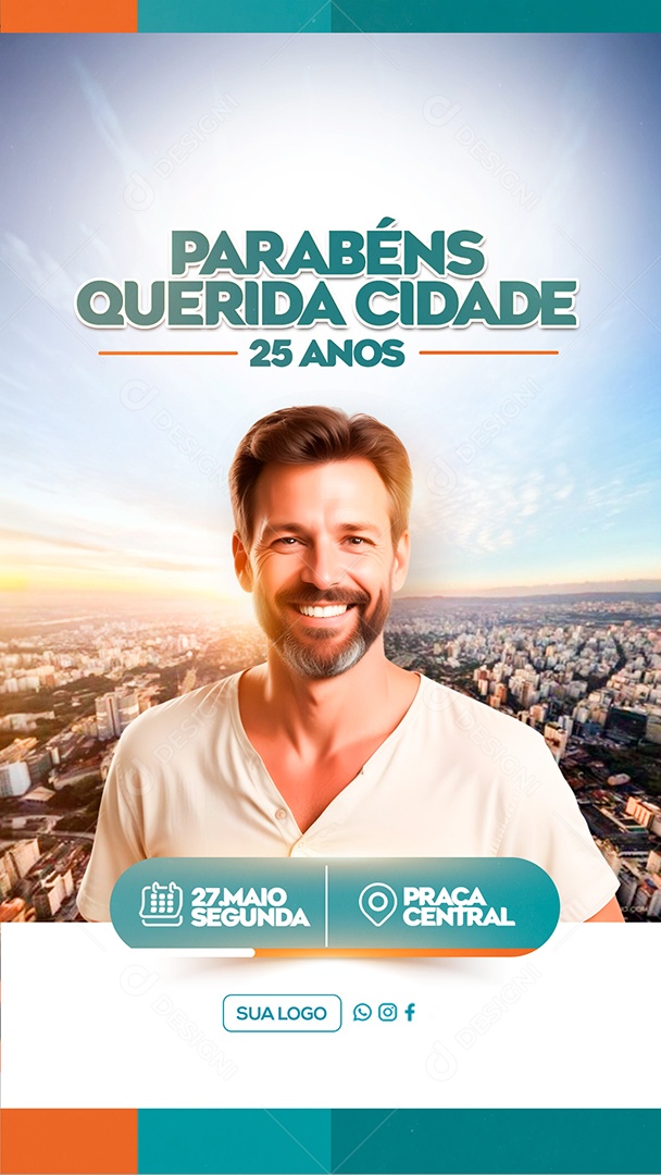 Story Parabéns Cidade Pelos seus 25 Anos Social Media PSD Editável