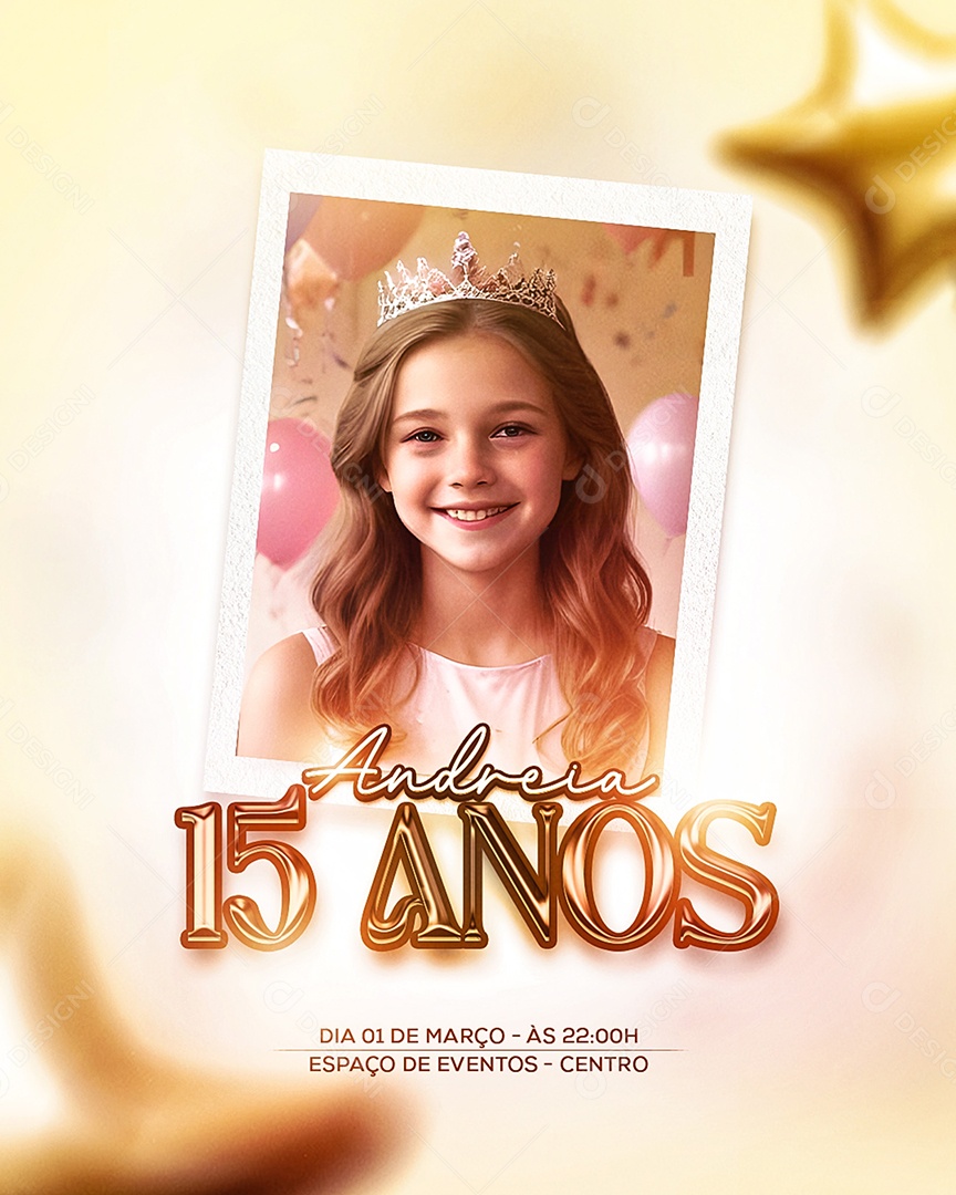 Story Convite de Aniversário Festa de 15 Anos Andreia  Social Media  PSD Editável
