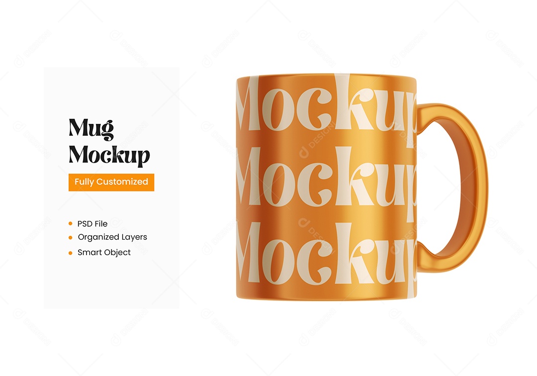 Caneca Dourada Mockup PSD