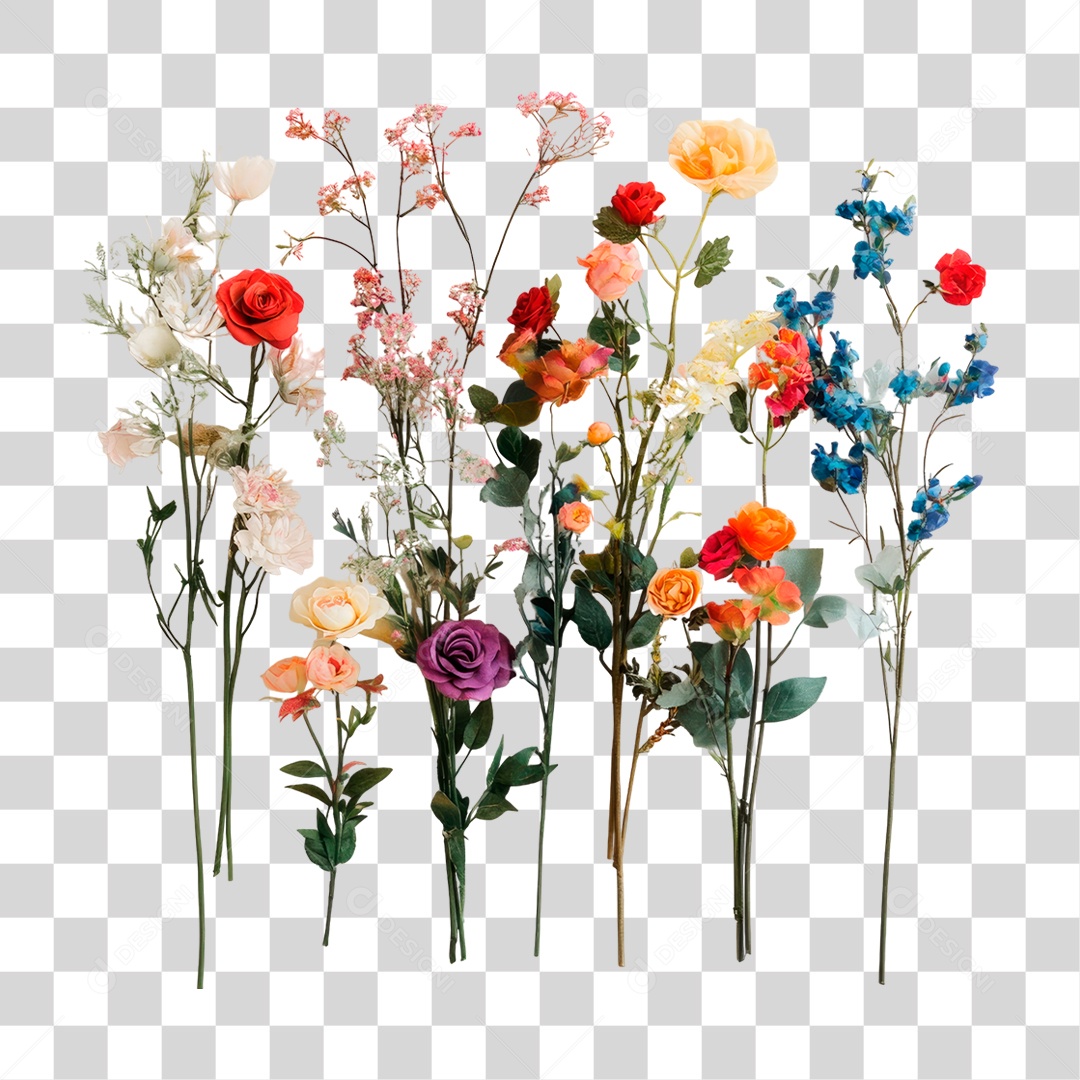 Flores Coloridas PNG Transparente