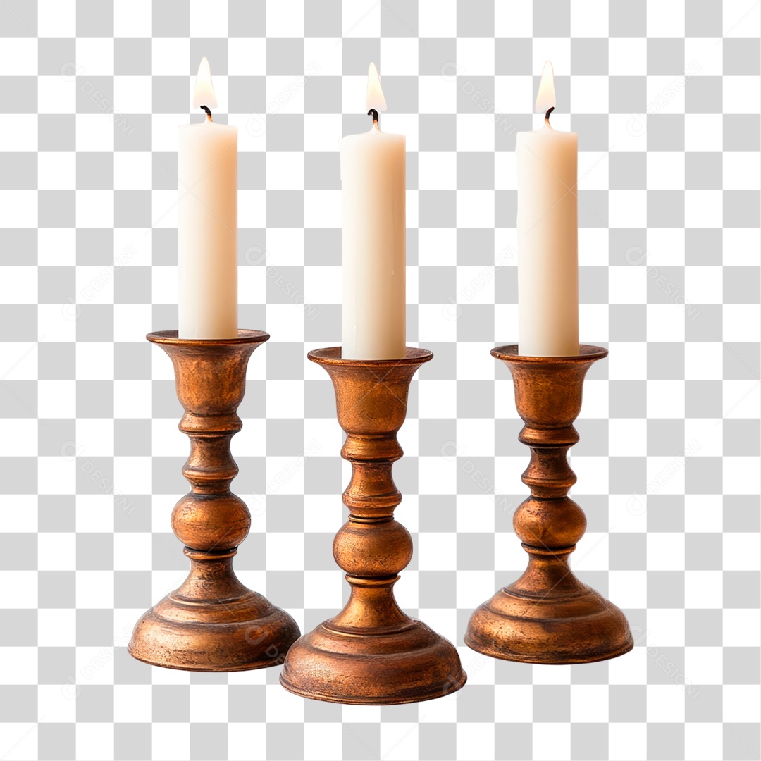 Velas Sobre Bases Metálicas PNG Transparente