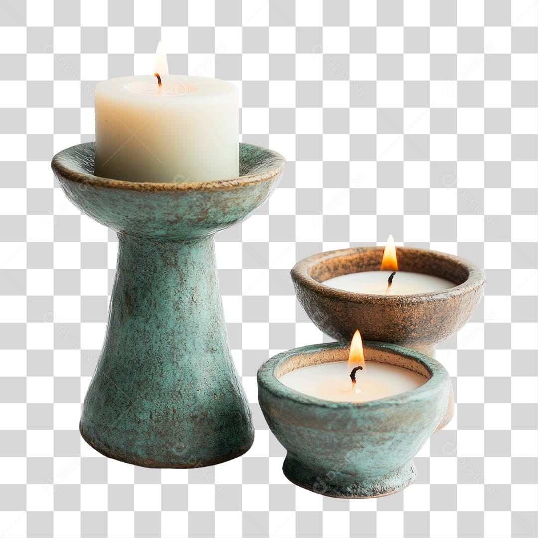 Velas Sobre Bases PNG Transparente