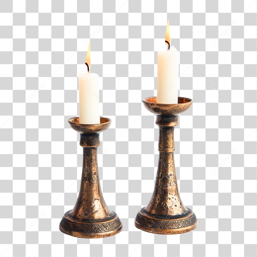 Velas Sobre Bases Metálicas PNG Transparente