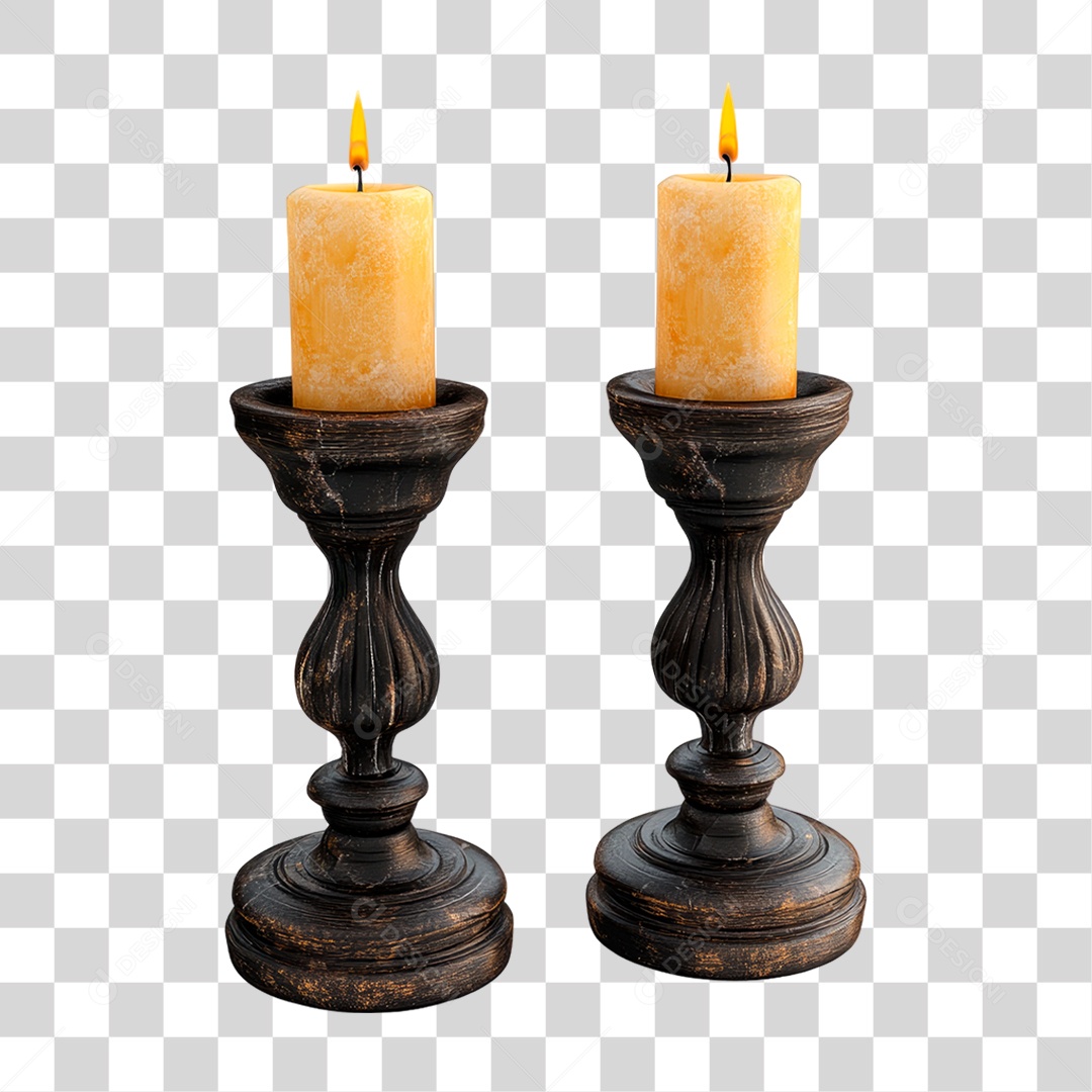 Velas Sobre Bases Metálicas PNG Transparente