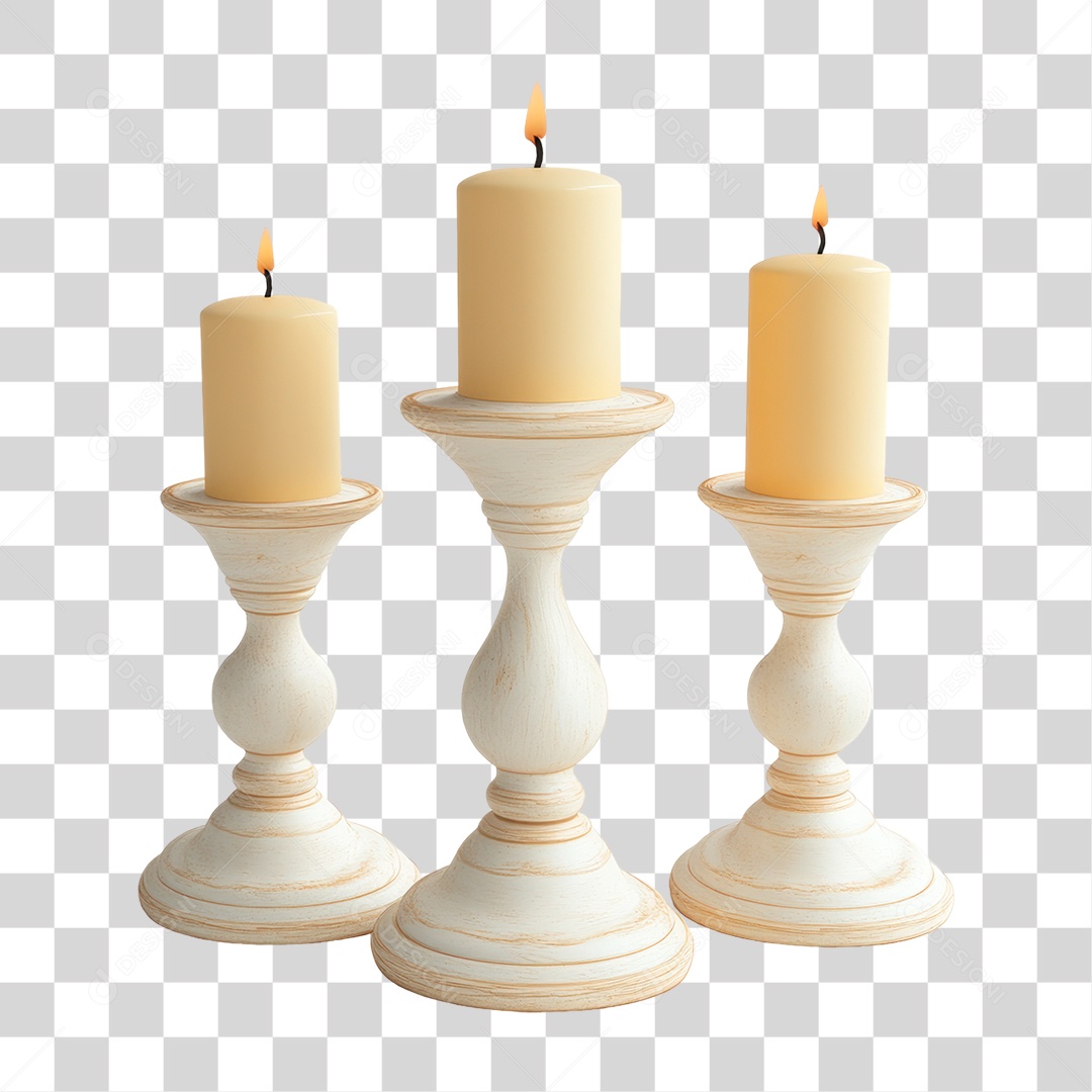 Velas Sobre Bases PNG Transparente