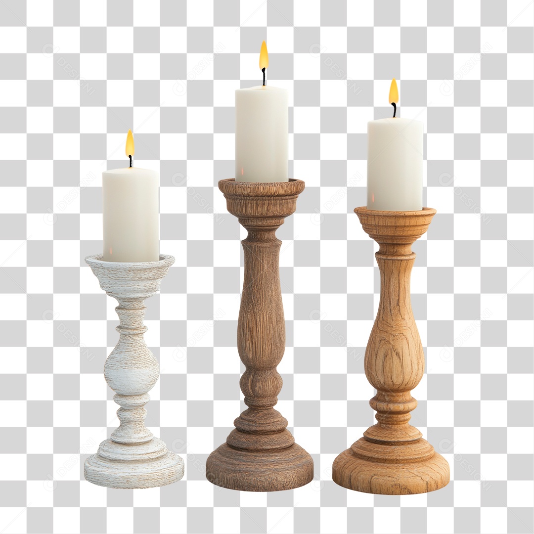 Velas Sobre Bases PNG Transparente