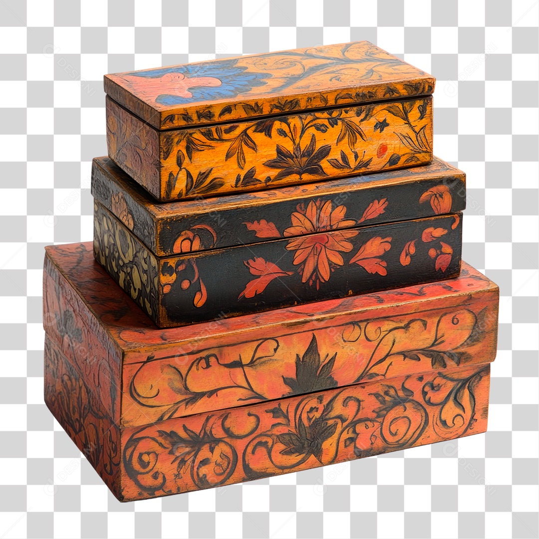 Caixas Decorativas de Madeira PNG Transparente