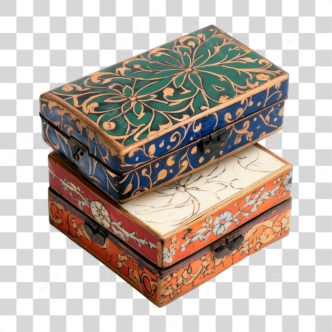 Caixas Decorativas de Madeira PNG Transparente