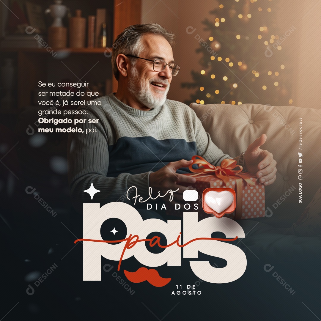 Dia Dos Pais 11 de Agosto Obrigado por ser meu Modelo Social Media PSD Editável