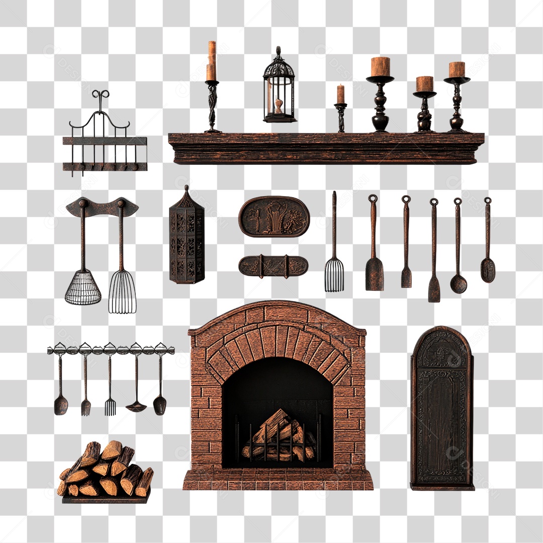 Variedade de Objetos Decorativos PNG Transparente