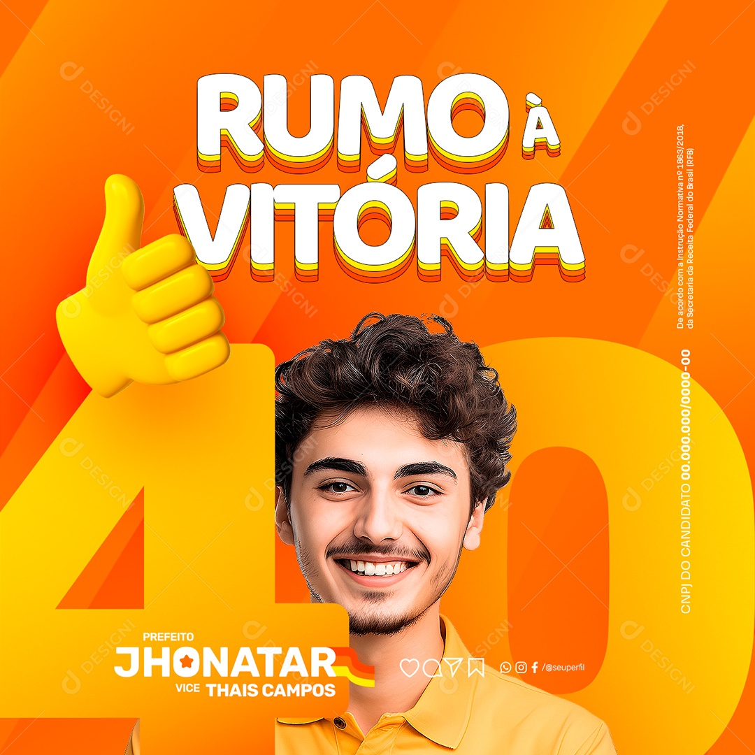Eleição Prefeito Jhonatar Rumo à Vitória Social Media PSD Editável