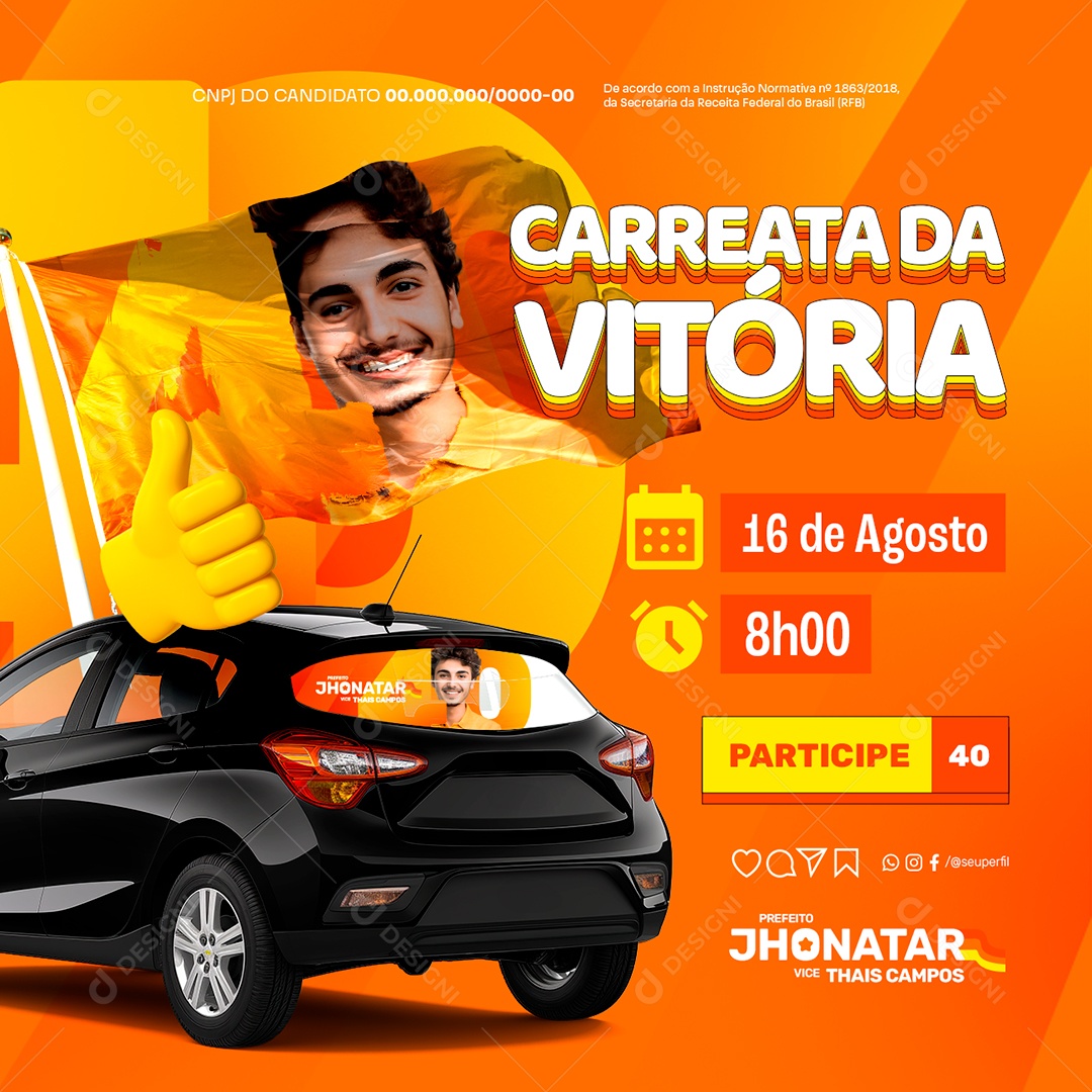 Eleição Carreatada da Vitória Social Media PSD Editável