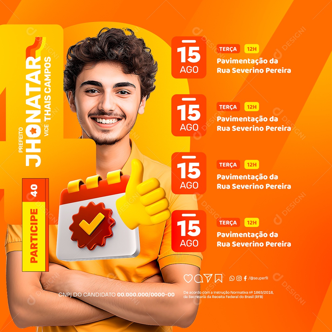 Eleição Prefeito Jhonatar Social Media PSD Editável