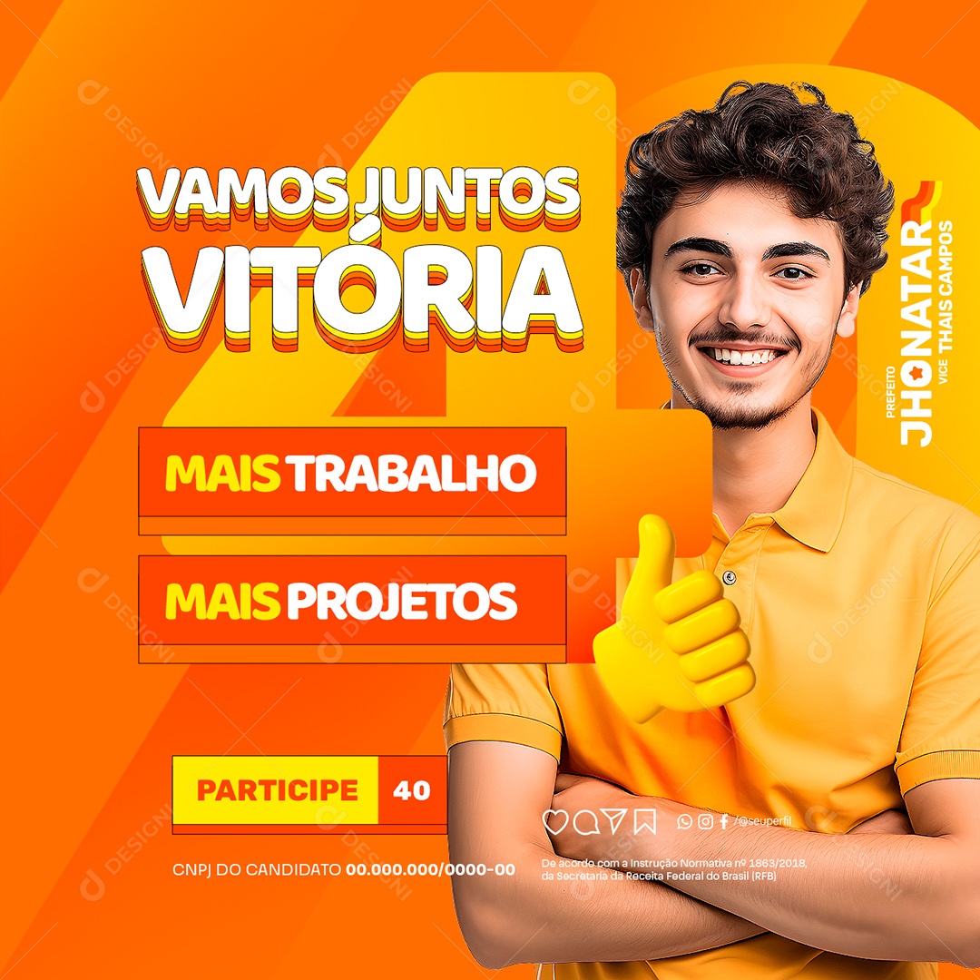 Eleição Vamos Juntos Vitória Social Media PSD Editável