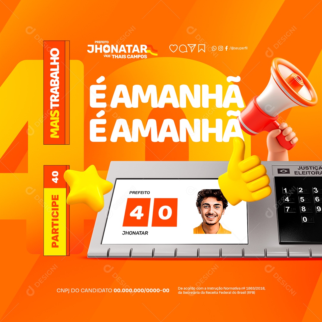 Eleição é Amanhã Social Media PSD Editável