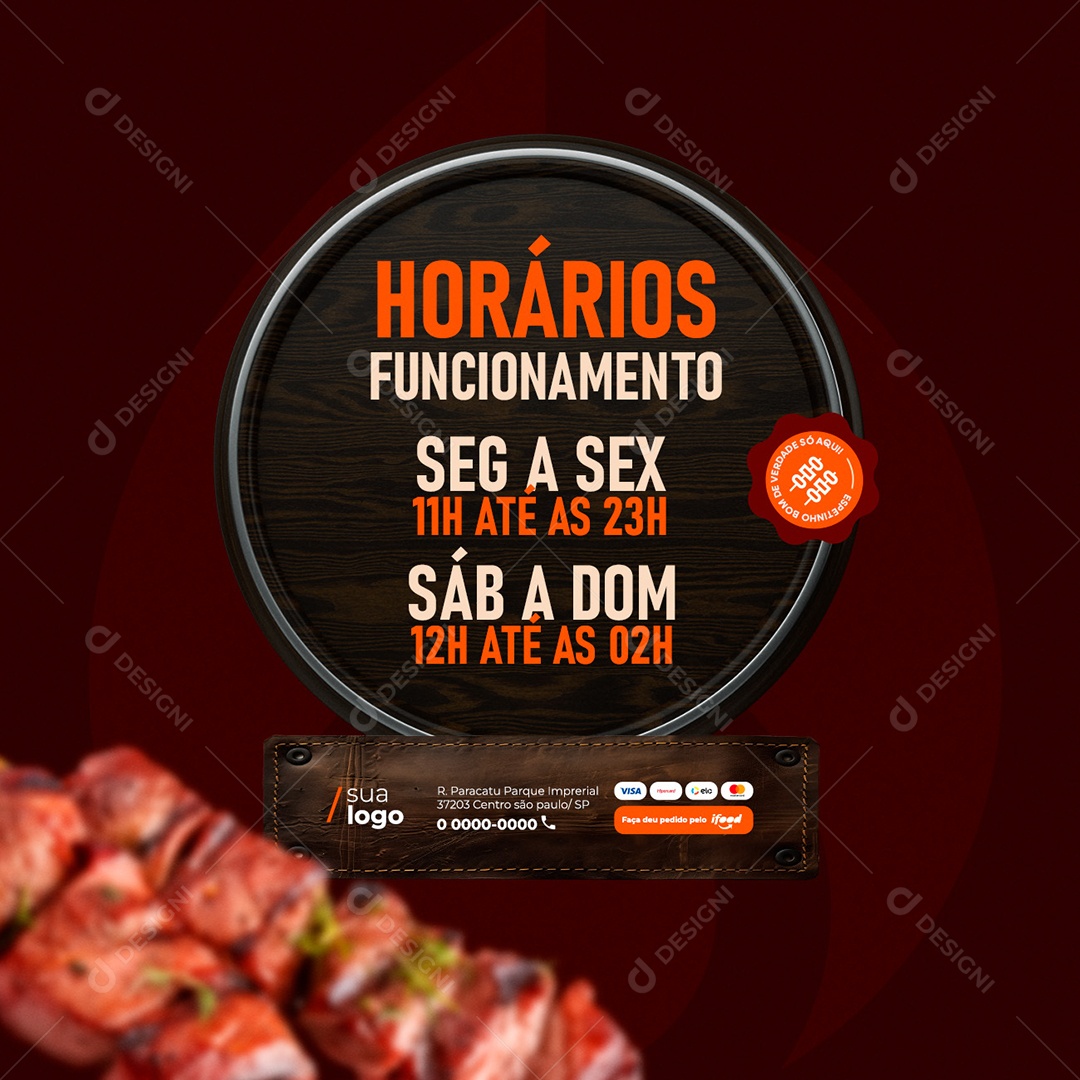 Churrascaria Espetinho Horários Funcionamento Social Media PSD Editável