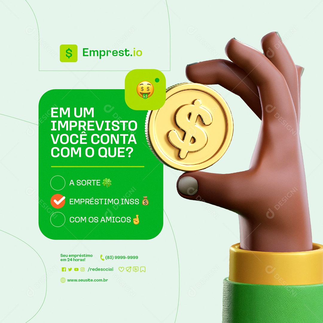 Empréstimo INSS Em um Imprevisto Social Media PSD Editável