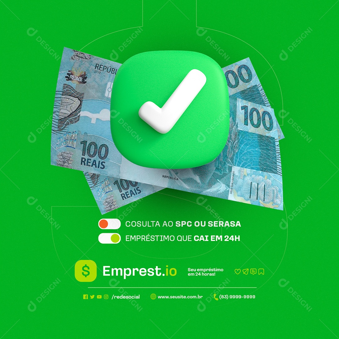 Empréstimo INSS Consulta ao SPC Social Media PSD Editável