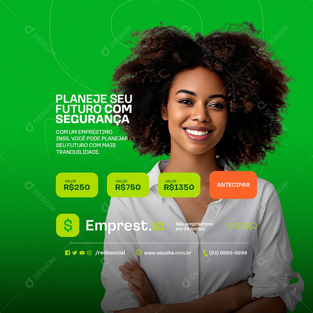 Empréstimo INSS Planeje seu Futuro Social Media PSD Editável