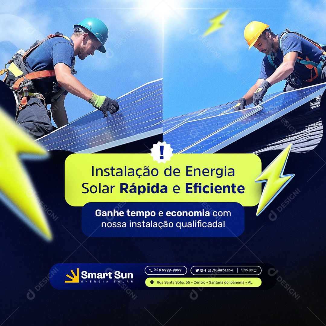 Energia Solar Rápida e Eficiente Social Media PSD Editável