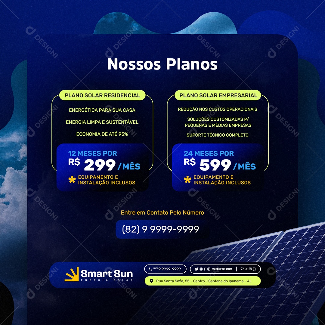 Energia Solar Nossos Planos Social Media PSD Editável