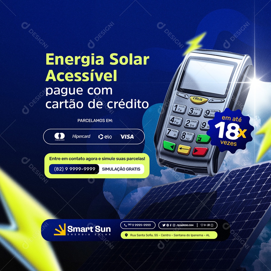 Energia Solar Acessível Social Media PSD Editável
