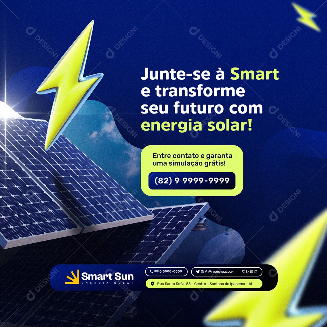 Energia Solar Junte-Se à Smart Social Media PSD Editável