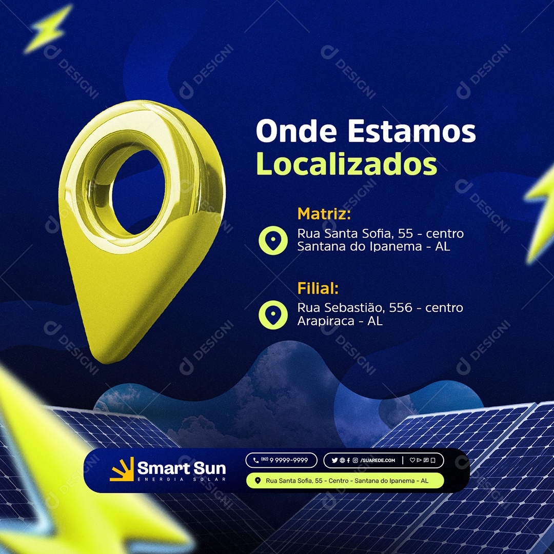 Energia Solar Onde Estamos Localizados Social Media PSD Editável