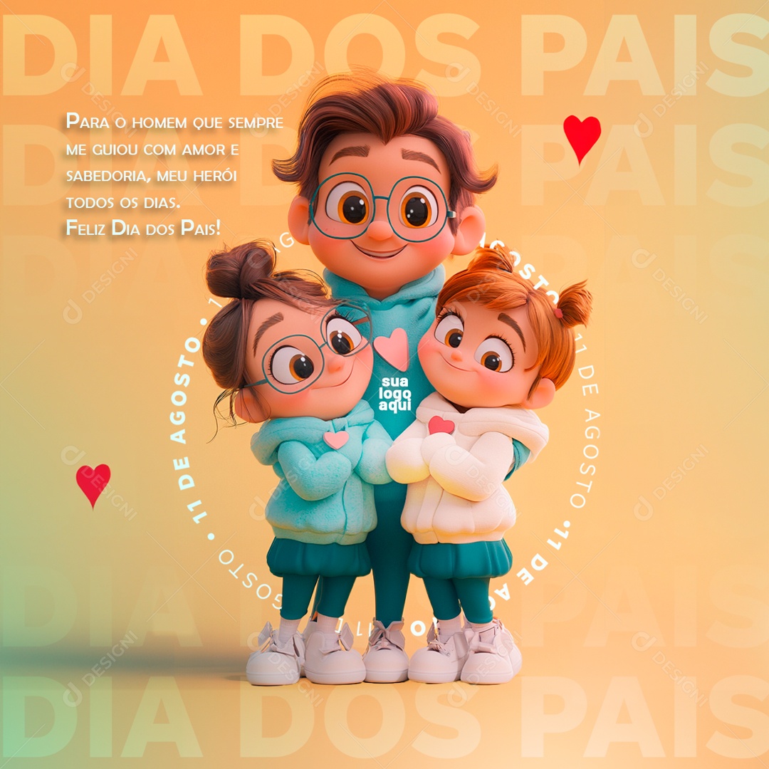 Dia Dos Pais 11 de Agosto para o Homem que Sempre me Guiou com Amor Social Media PSD Editável