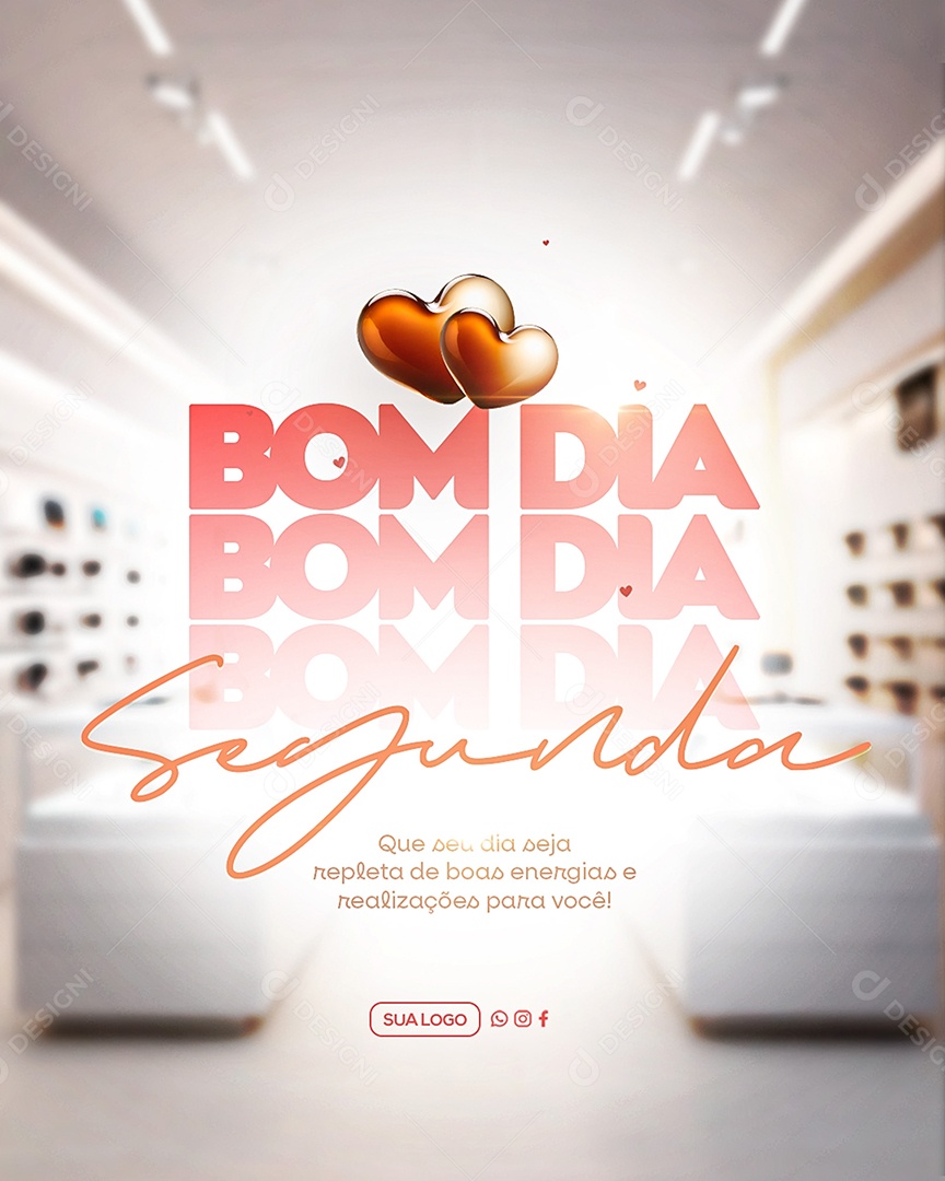 Frase Motivacional Bom Dia Segunda Social Media PSD Editável