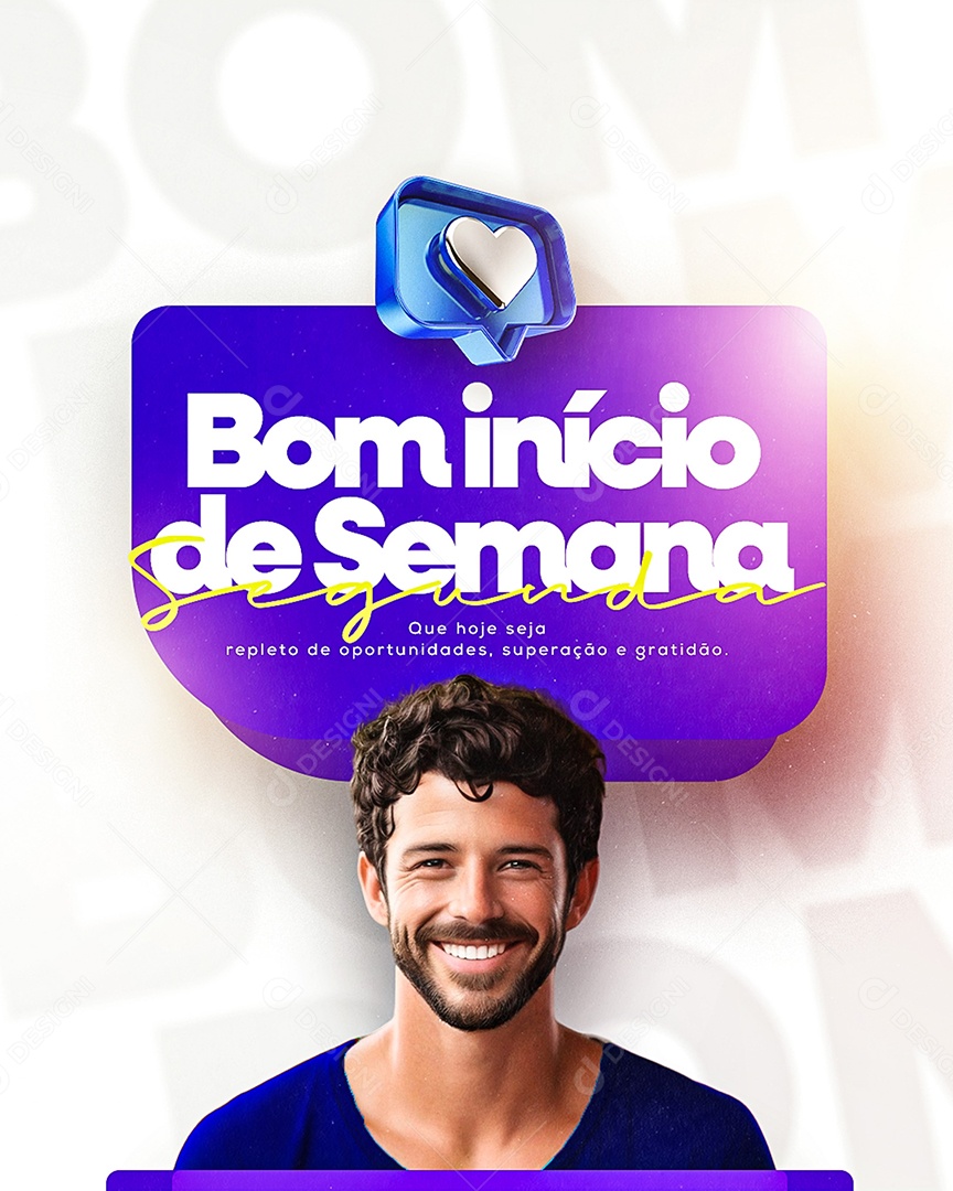 Frase Motivacional Bom Início de Semana Social Media PSD Editável