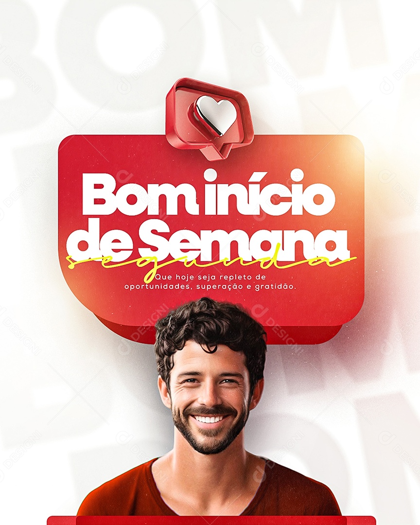 Frase Motivacional Bom Início de Semana Social Media PSD Editável