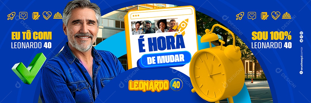 Carrossel Política Eu to com Leonardo Social Media PSD Editável