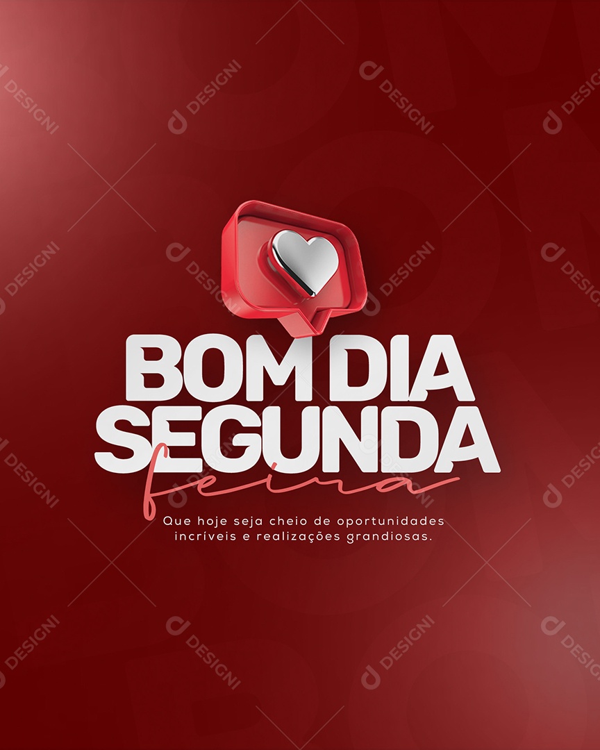 Frase Motivacional Bom Dia Segunda Social Media PSD Editável