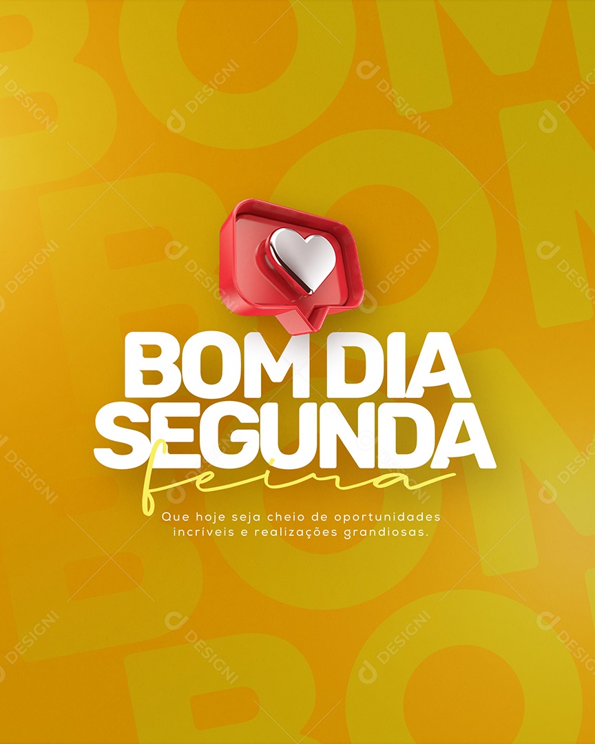 Frase Motivacional Bom Dia Segunda Social Media PSD Editável
