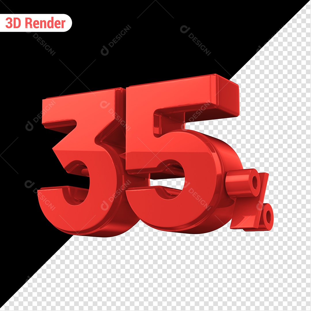 Elemento 3D 35% Vermelho para Composição PSD