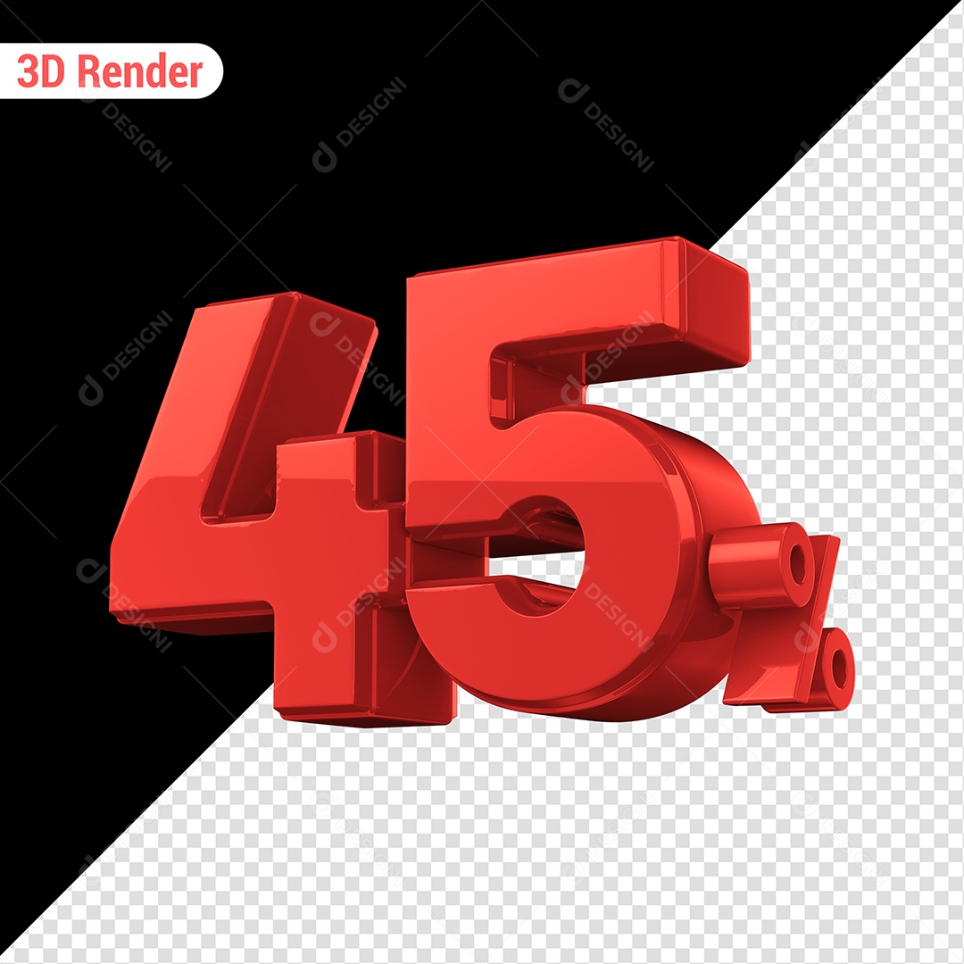 Elemento 3D 45% Vermelho para Composição PSD