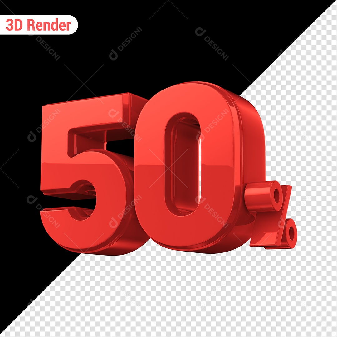 Elemento 3D 50% Vermelho para Composição PSD