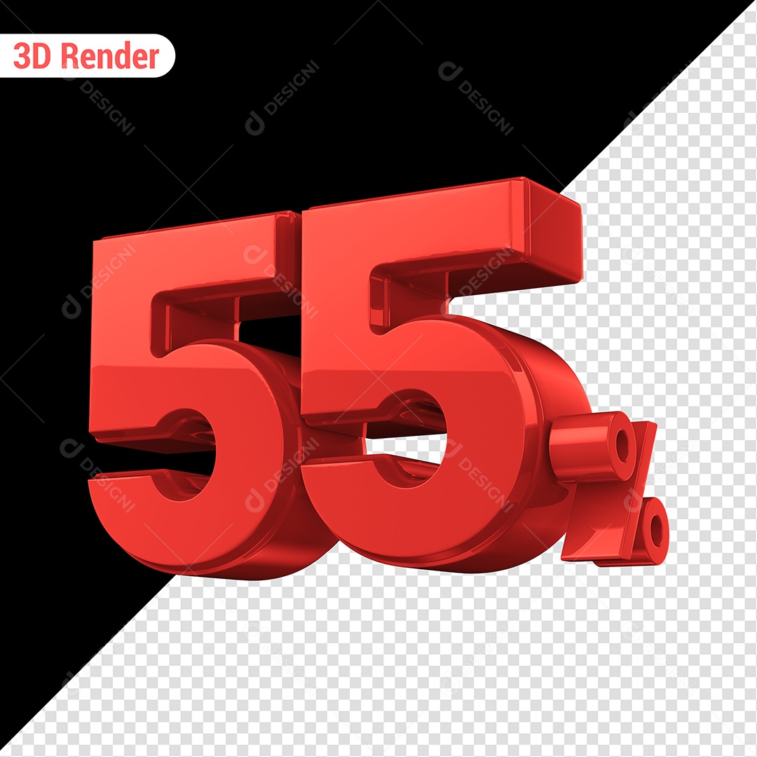 Elemento 3D 55% Vermelho para Composição PSD