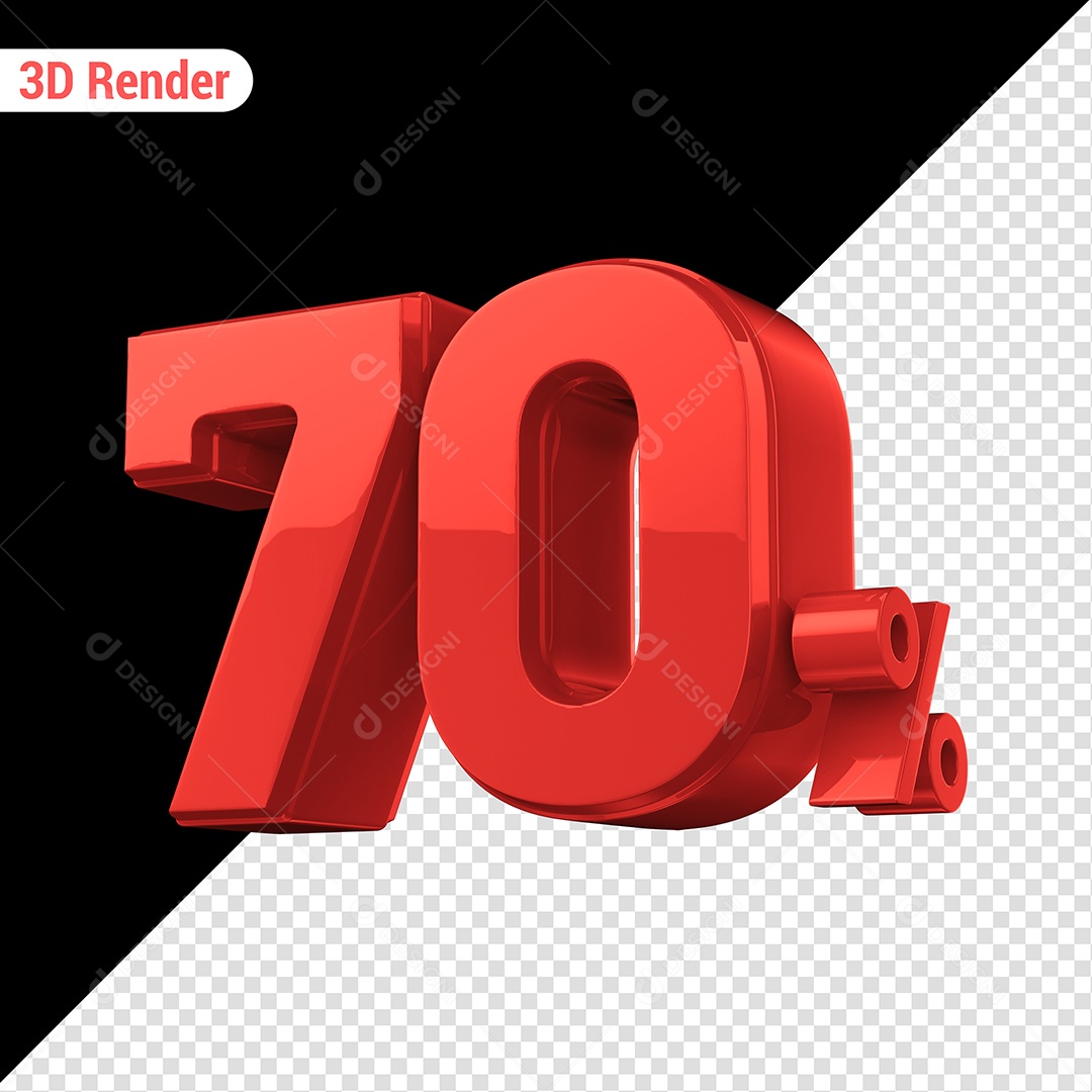 Elemento 3D 70% Vermelho para Composição PSD