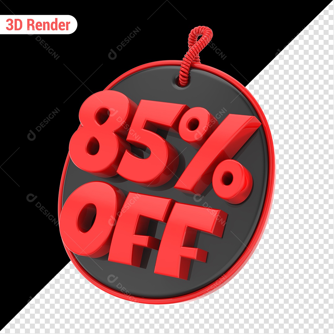 Elemento 3D 85% Off Vermelho para Composição PSD