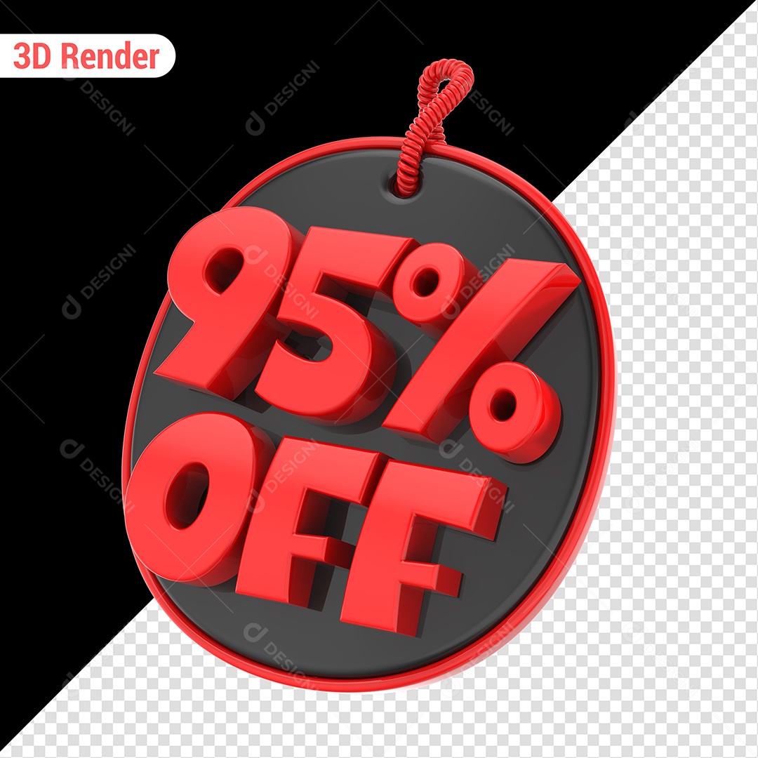 Elemento 3D 95% Off Vermelho para Composição PSD